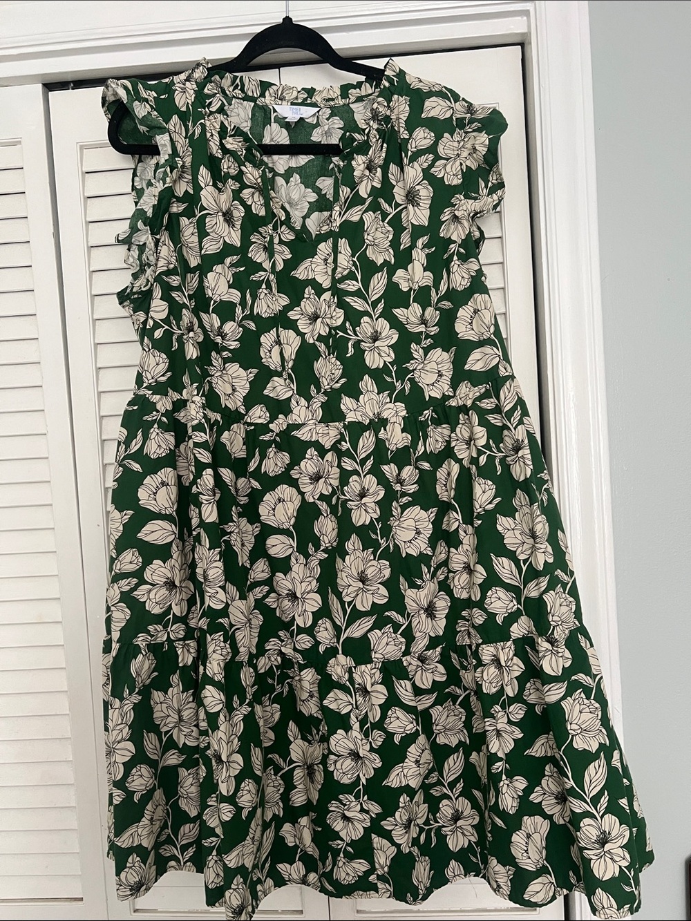 Time and Tru Green Midi Dress with Cream Floral Print